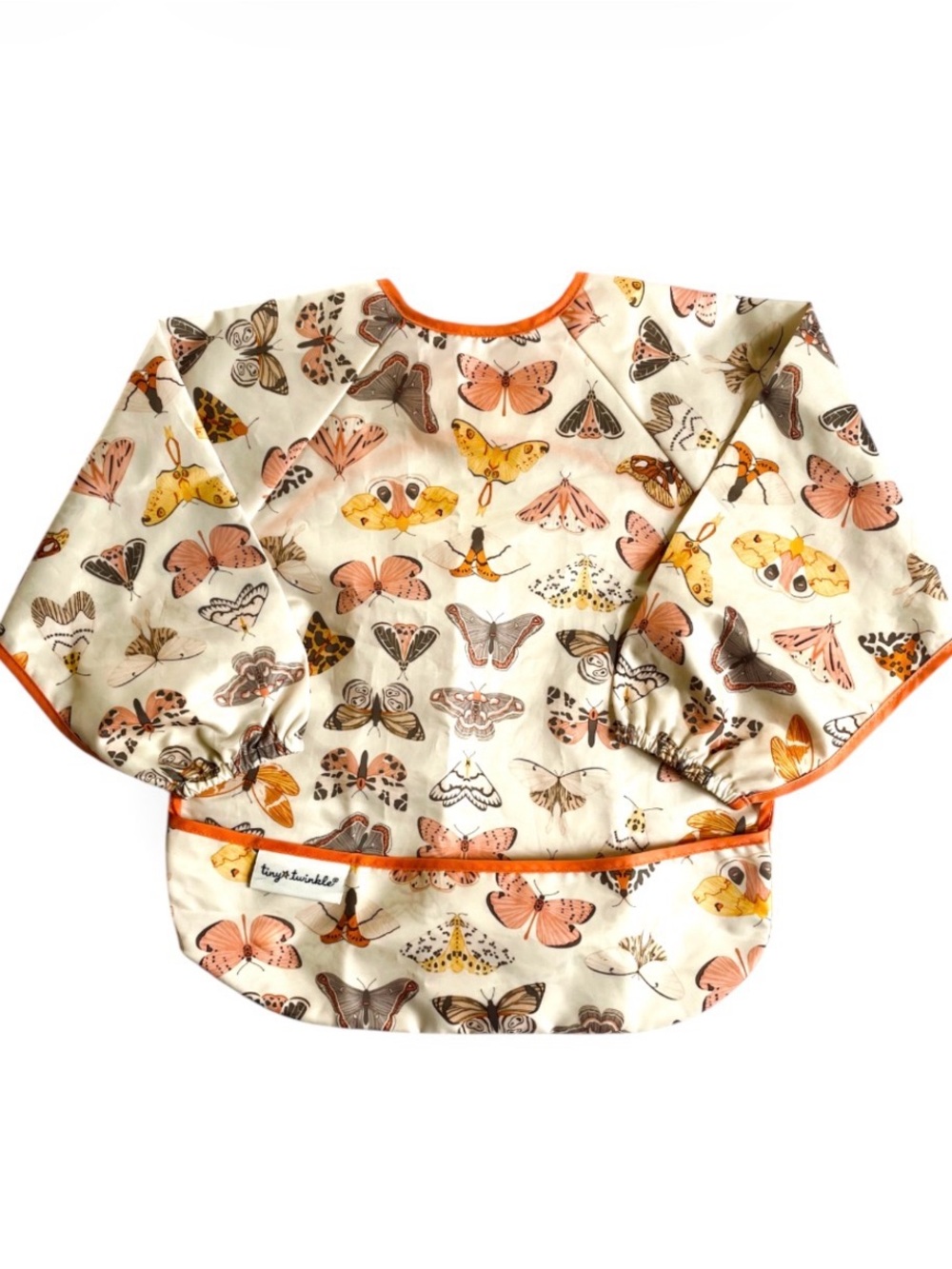 TINY TWINKLE Tiny Twinkle Mess Long Sleeve Bib Apron Art Food Butterfly Moth